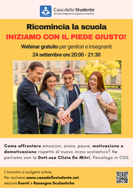 Casa dello studente: webinar per genitori e insegnanti