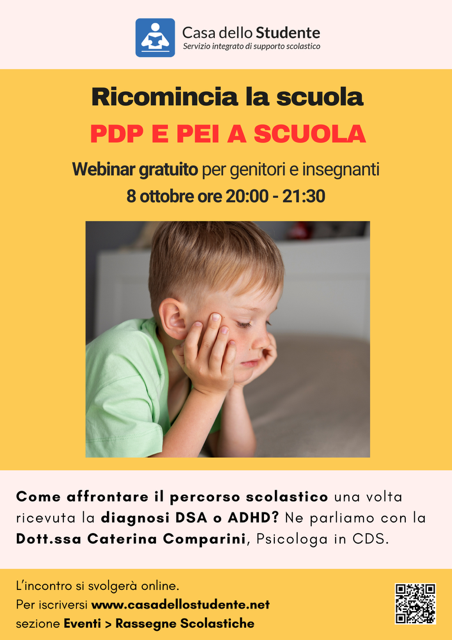 Webinar per genitori e insegnanti alla Casa dello studente