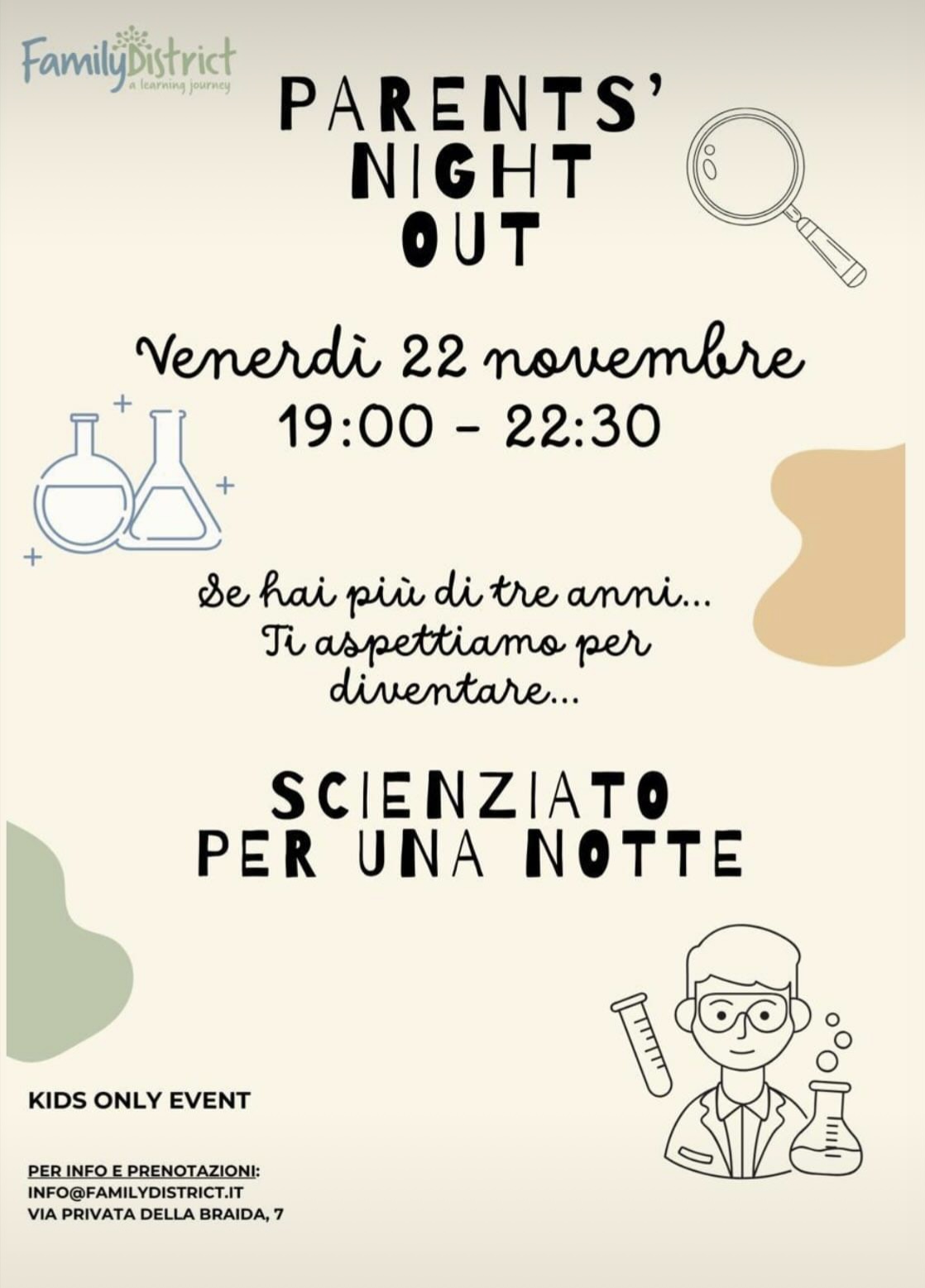 Family District:  Parents' Night Out- scienziato per una notte