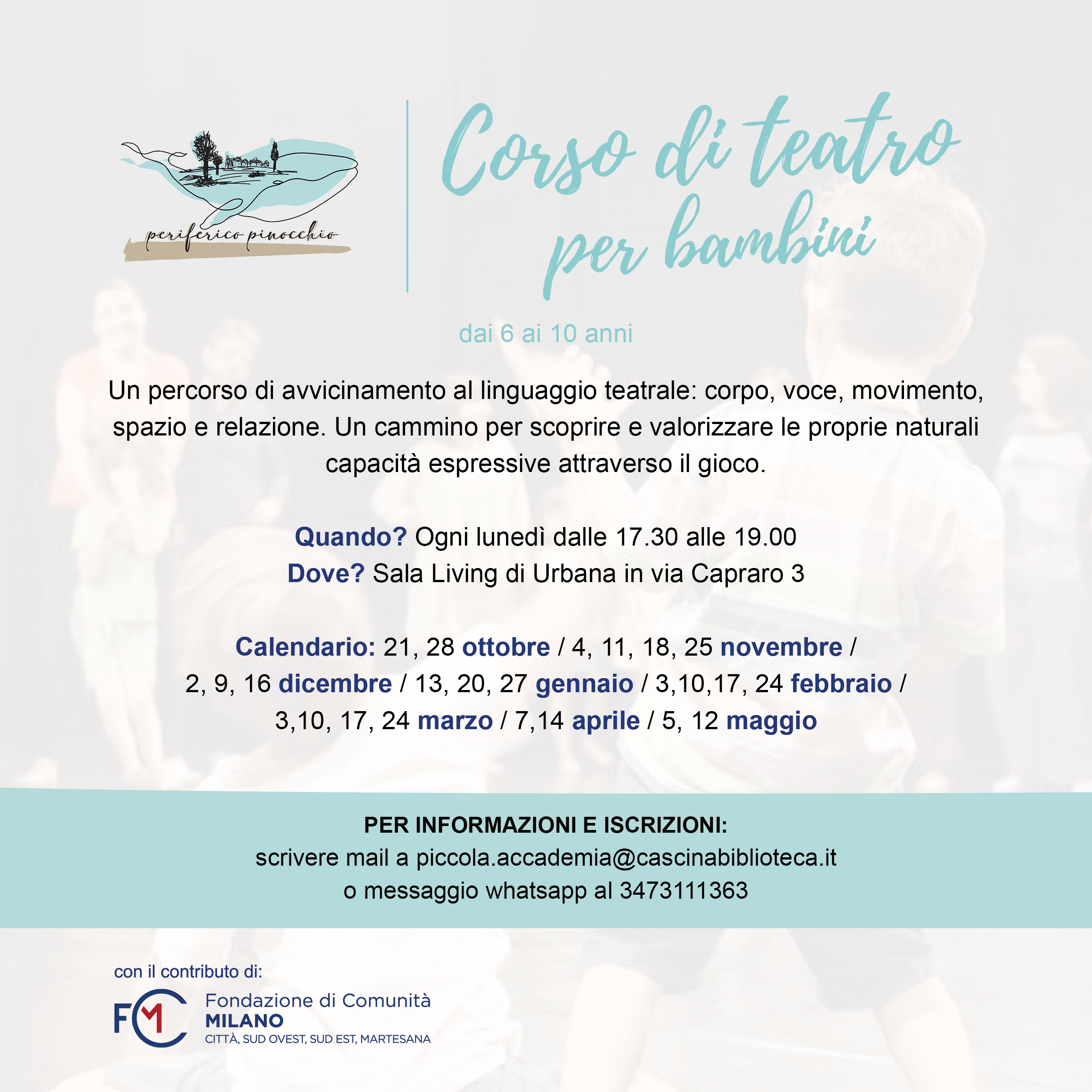 Corso di teatro per bambini alla Cascina Biblioteca